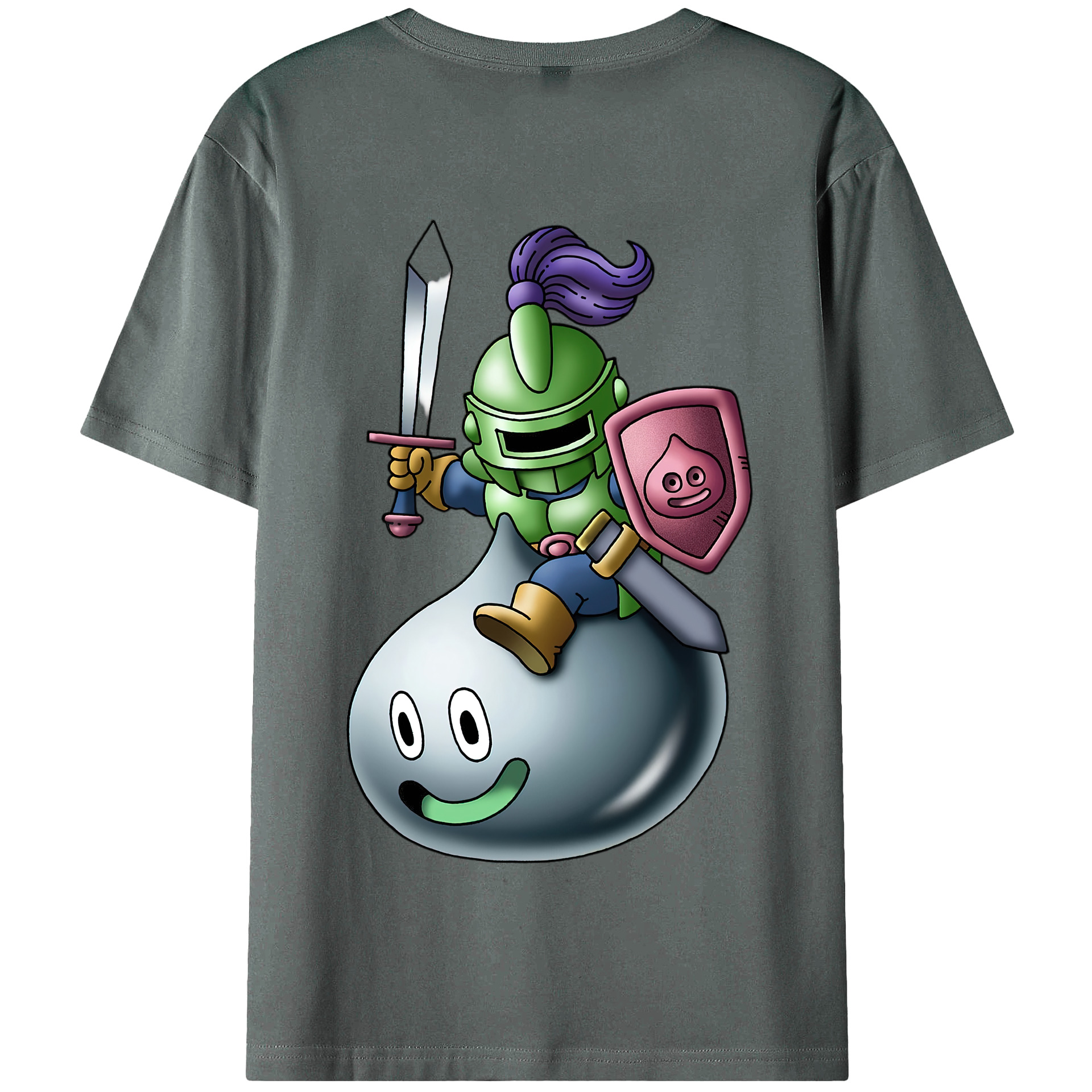 （画像用） ドラゴンクエスト Doragon Kuesuto Dragon Quest 綿100％半袖Tシャツ（背面プリント）